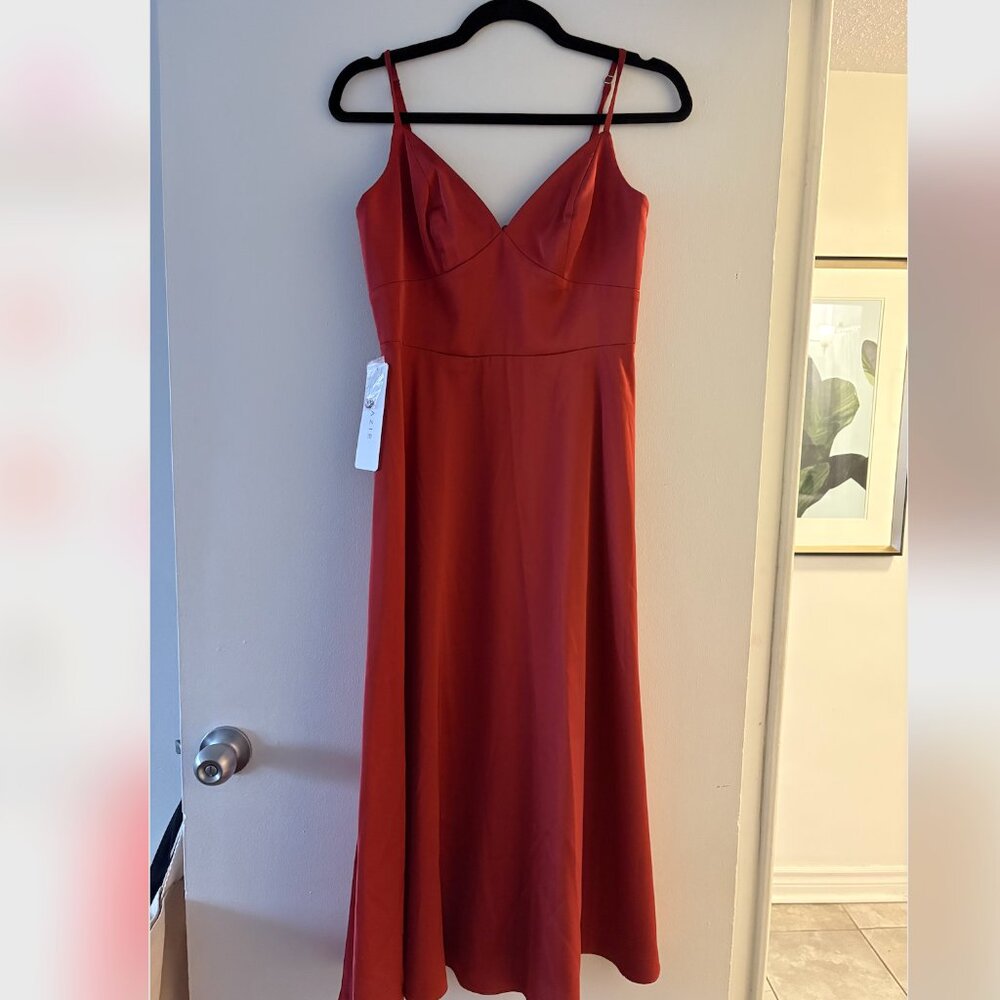 NEW Stretch Satin Dress in Terracotta - Wedding Guest or Summer/Fall Event